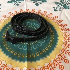 Skinny Black Braided Belt